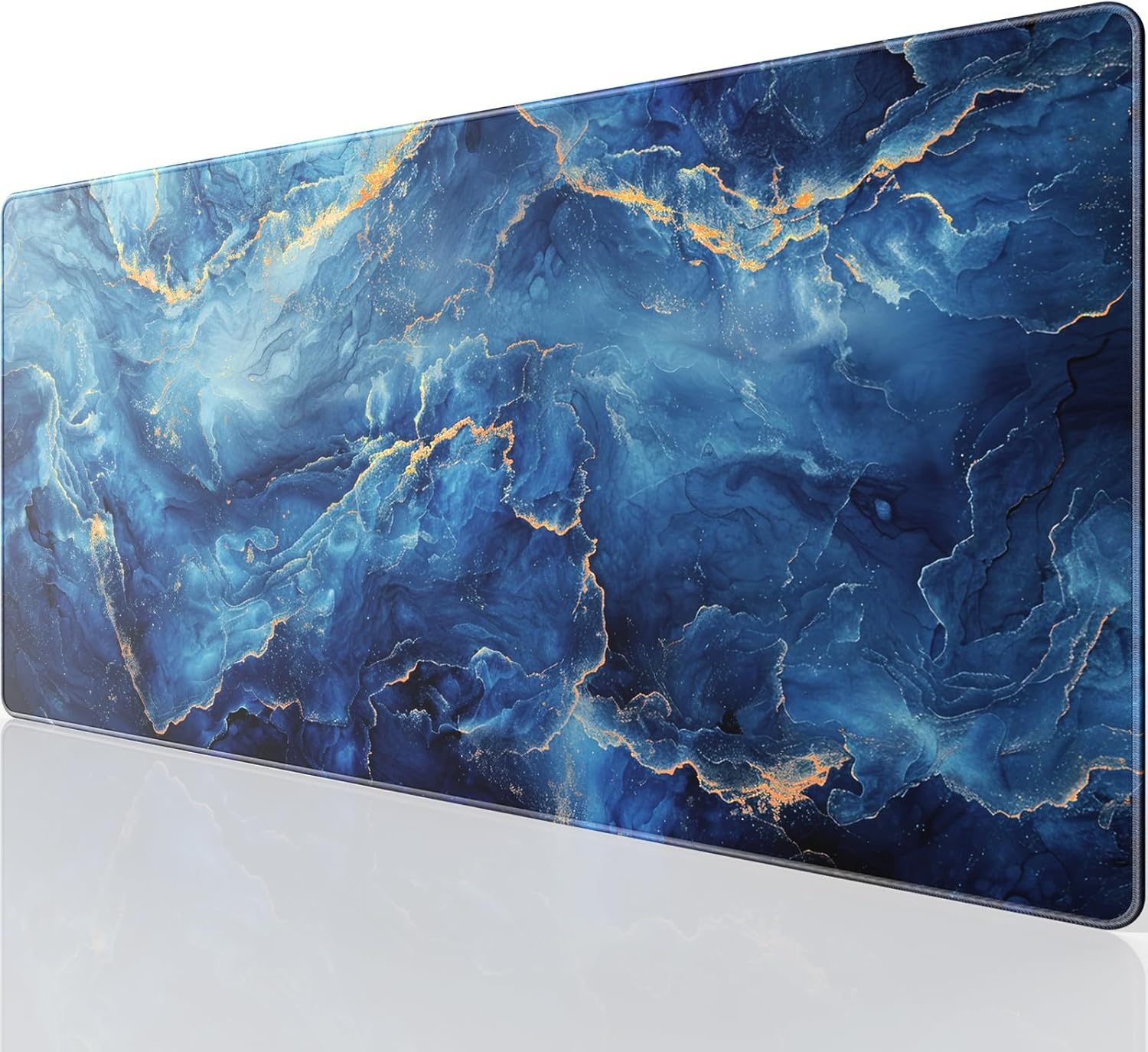 image:imageKTRIO Large Gaming Mouse Pad Desk Mat for Gamer 315 x 157 Black XXL Extended Size Design Superior MicroWeave Cloth NonSlip Rubber Base Durable Stitched Edges WaterResistant CoatingBlue Marble