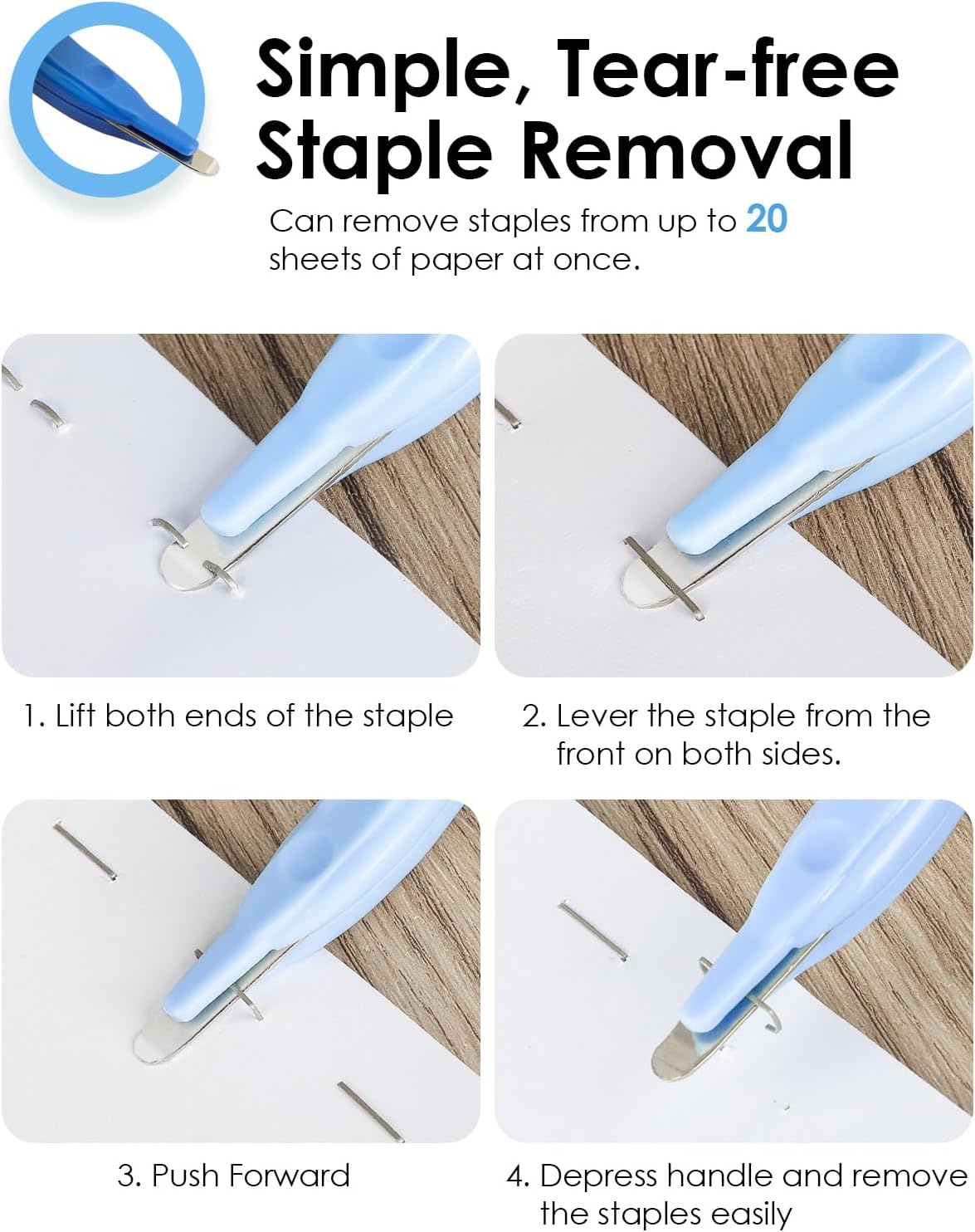 image:imageKTRIO Magnetic Staple Remover Tool 4 Pack Professional Stapler Removers Flat Staple Puller Stick for Classroom Office Home 4 Pastel Colors