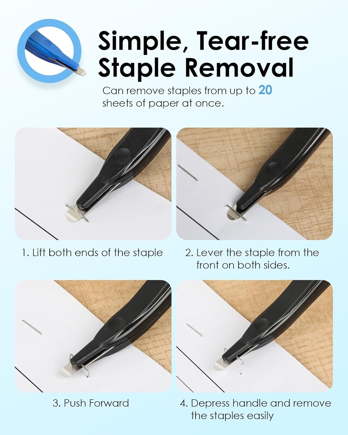 image:imageKTRIO Magnetic Staple Remover Tool 6 Pack Classic Black Professional Stapler Removers Flat Staple Puller Stick for School Office HomeBlack