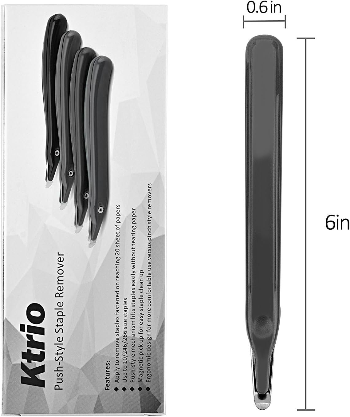 image:imageKTRIO Magnetic Staple Remover Tool 6 Pack Classic Black Professional Stapler Removers Flat Staple Puller Stick for School Office HomeBlack