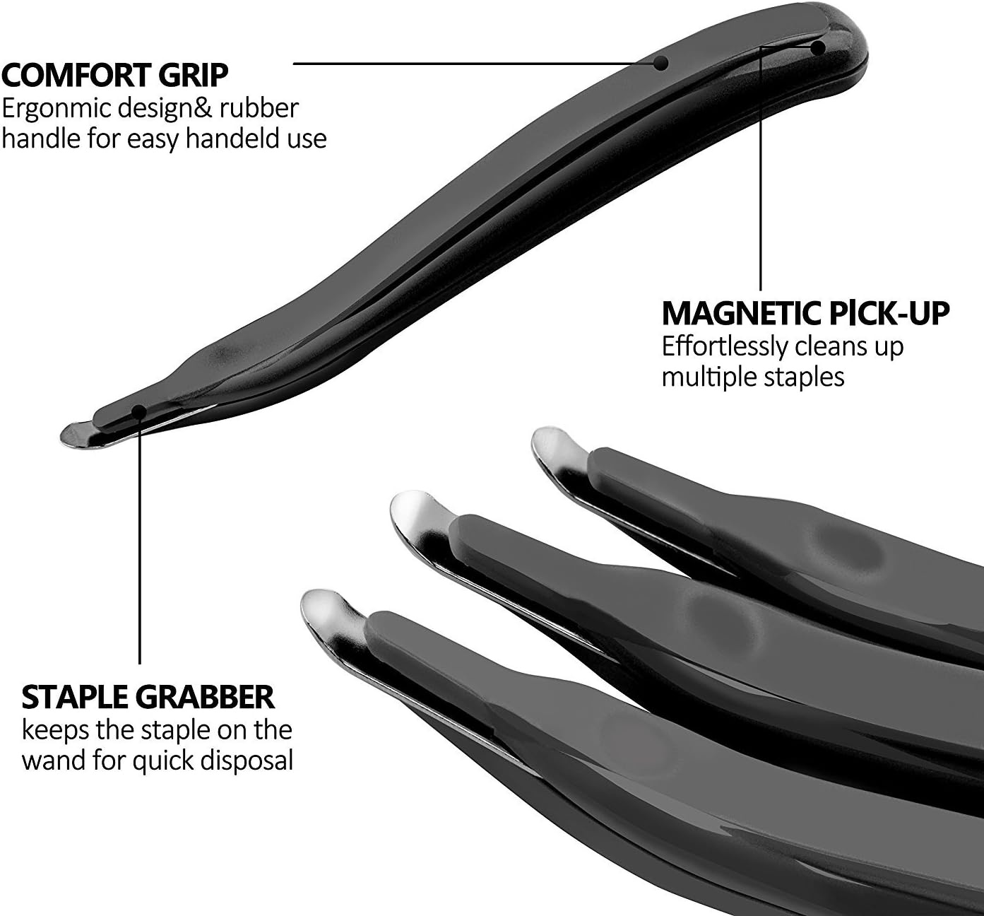 image:imageKTRIO Magnetic Staple Remover Tool 6 Pack Classic Black Professional Stapler Removers Flat Staple Puller Stick for School Office HomeBlack