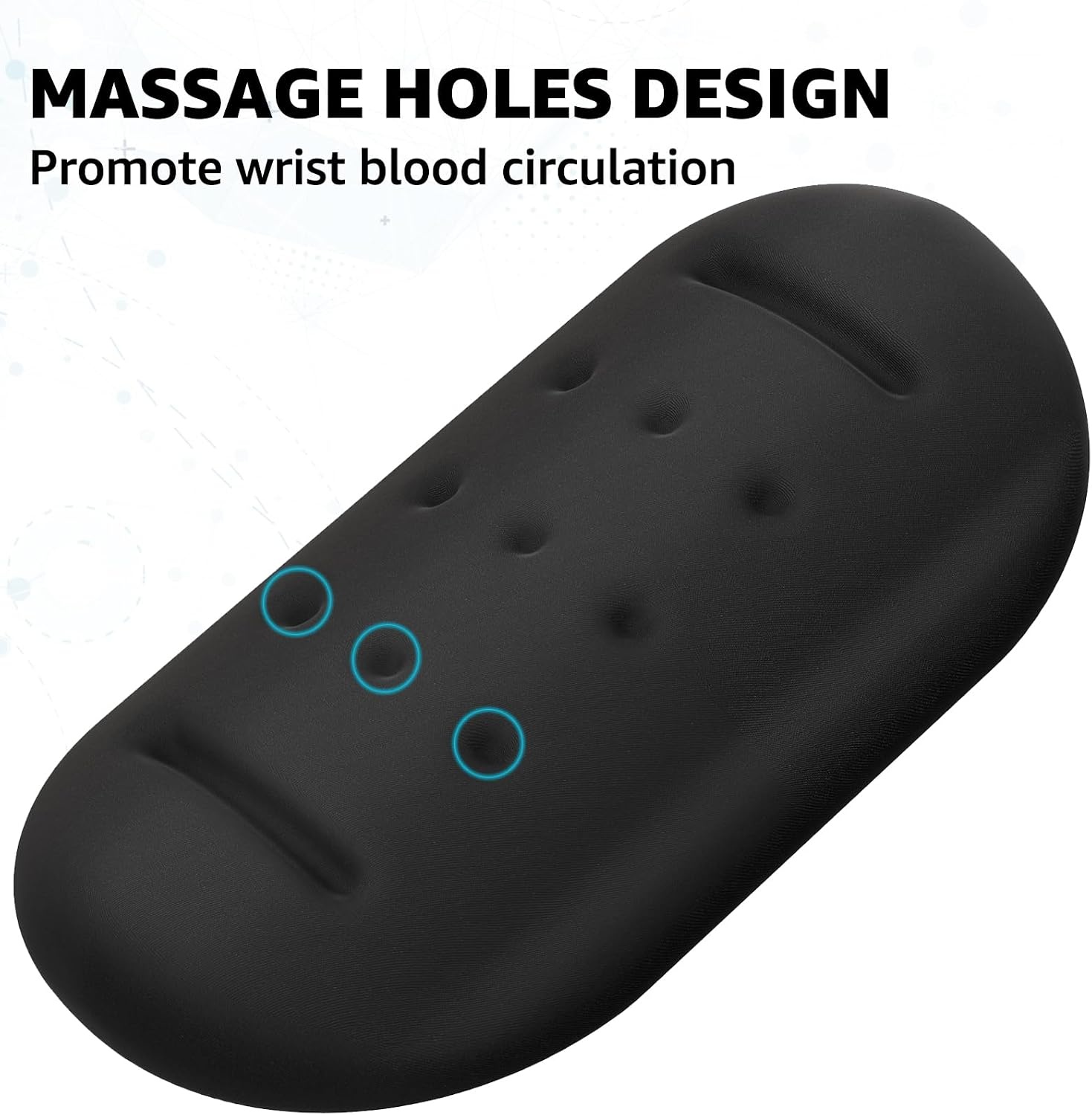 image:imageKTRIO Massage Holes Wrist Rest for Mouse Slow Rebound Memory Foam Wrist Rest Support for Easy Typing amp Pain Relief for Computer Office amp Home Black
