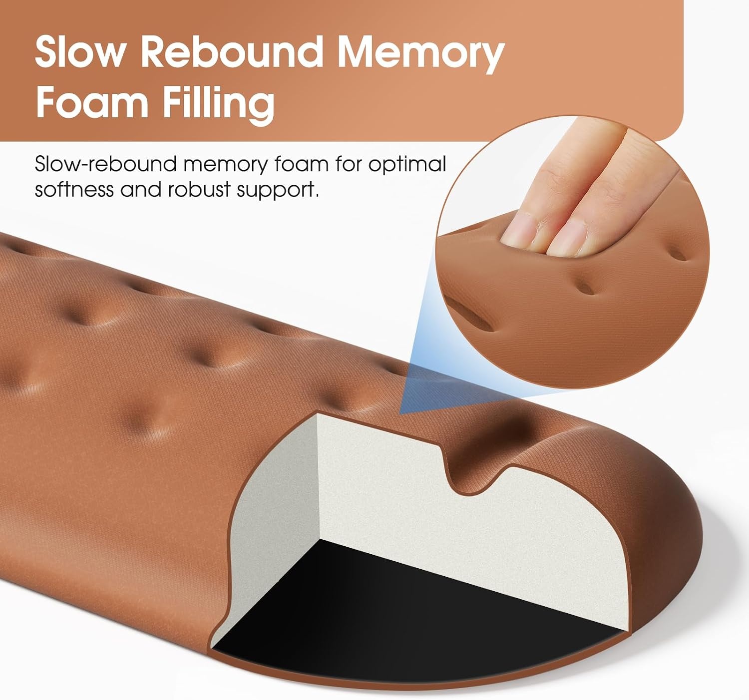 image:imageKTRIO Memory Foam Keyboard Wrist Rest Set Ergonomic Keyboard Mouse Wrist Support for Typing Pain Relief Stain Resistant 2 Pcs Pad Brown