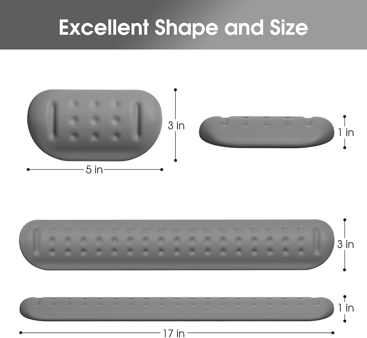 image:imageKTRIO Memory Foam Keyboard Wrist Rest Set Ergonomic Keyboard Mouse Wrist Support for Typing Pain Relief Stain Resistant 2 Pcs Pad Dark Gray