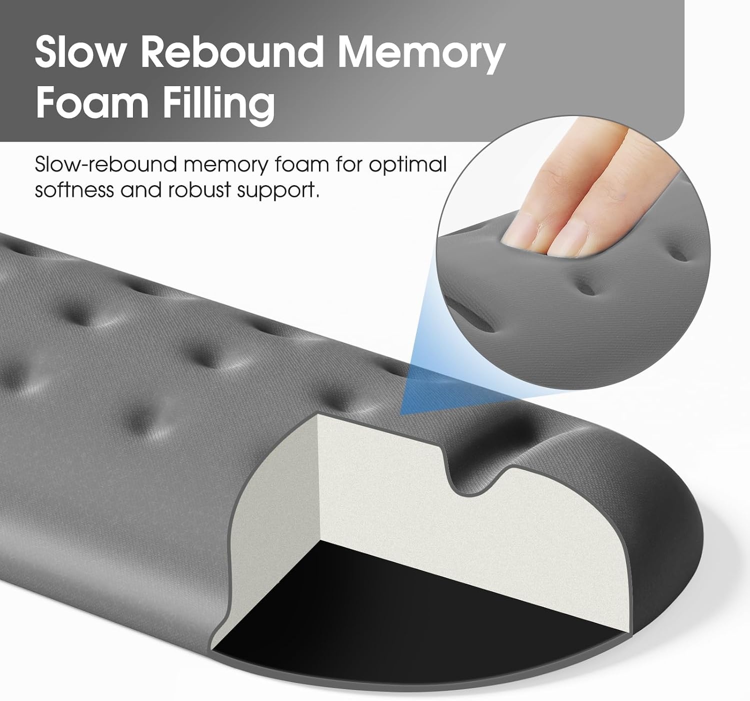 image:imageKTRIO Memory Foam Keyboard Wrist Rest Set Ergonomic Keyboard Mouse Wrist Support for Typing Pain Relief Stain Resistant 2 Pcs Pad Dark Gray