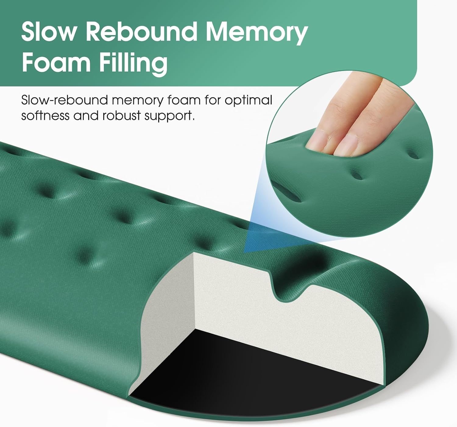 image:imageKTRIO Memory Foam Keyboard Wrist Rest Set Ergonomic Keyboard Mouse Wrist Support for Typing Pain Relief Stain Resistant 2 Pcs Pad Forest Green