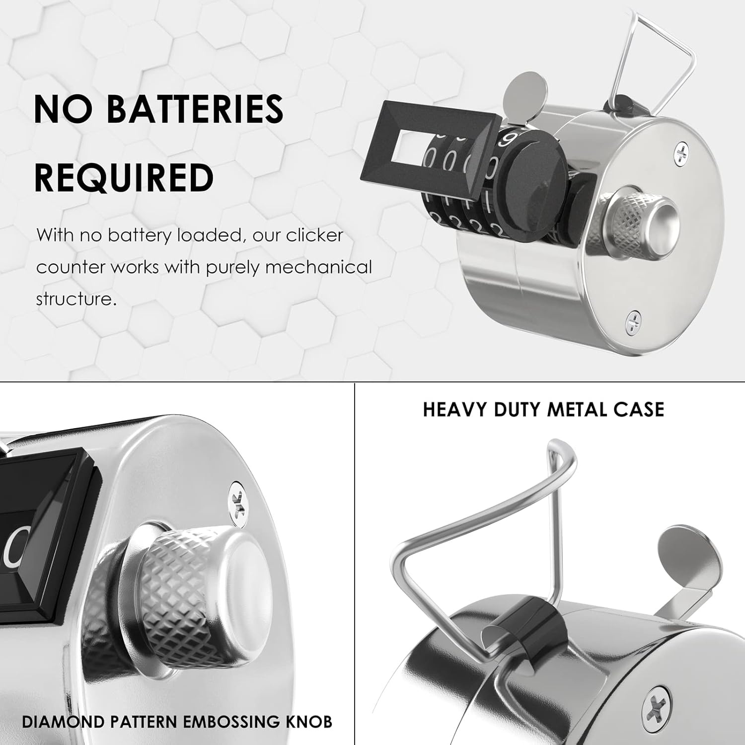 image:imageKTRIO Metal Handheld Tally Counter 4Digit Mechanical Clicker BatteryFree Counter 4Digit Display Durable Metal Casing Portable Finger Ring MultiUse Clicker2 Pack