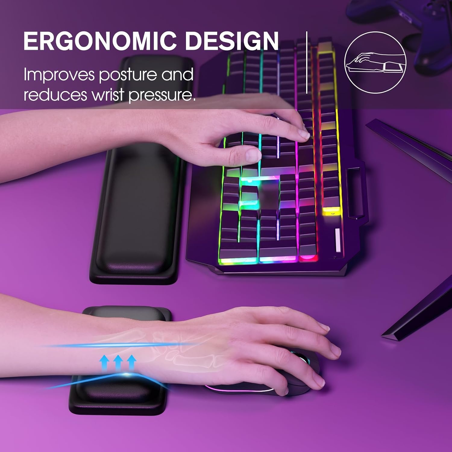 image:imageKTRIO Mouse Wrist Rest Slow Rebound Memory Foam Wrist Rest for Mouse Water Resistant for for Laptop Office amp Home