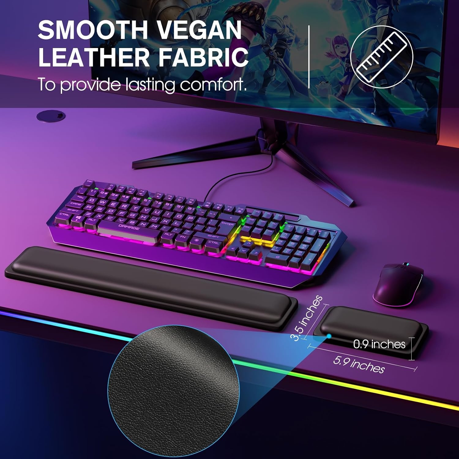 image:imageKTRIO Mouse Wrist Rest Slow Rebound Memory Foam Wrist Rest for Mouse Water Resistant for for Laptop Office amp Home