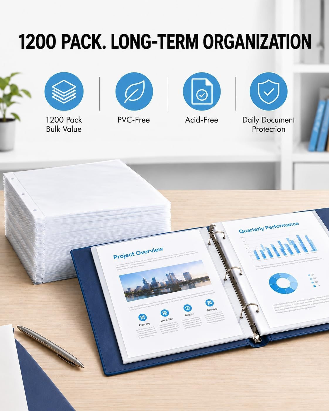 image:imageKTRIO Non Glare Sheet Protectors for 3 Ring Binder 100 Pack 85 x 11 inch Reduce Glare Clear Page Protectors Letter Size Plastic Paper Sleeves AcidFree Top Loading Business Office School Supplies1200 Pack