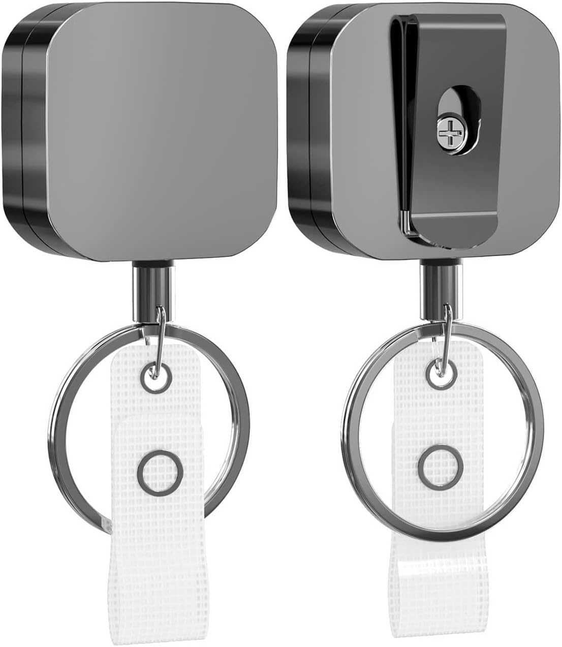 image:imageKTRIO Retractable Badge Reel with Metal Clip Small 2 Pack Strong Metal Build for LongTerm Use Smooth Retractable Cord for Easy Access Secure Clip for Daily WearBlack