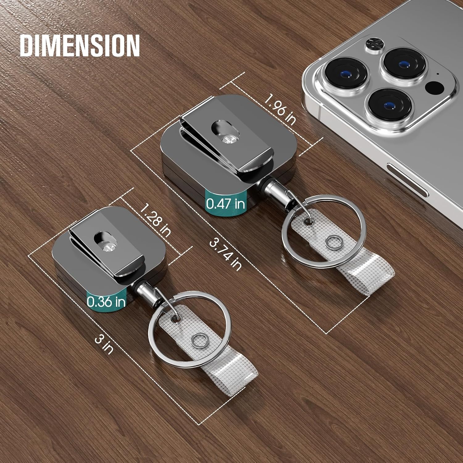 image:imageKTRIO Retractable Badge Reel with Metal Clip Small 2 Pack Strong Metal Build for LongTerm Use Smooth Retractable Cord for Easy Access Secure Clip for Daily WearBlack