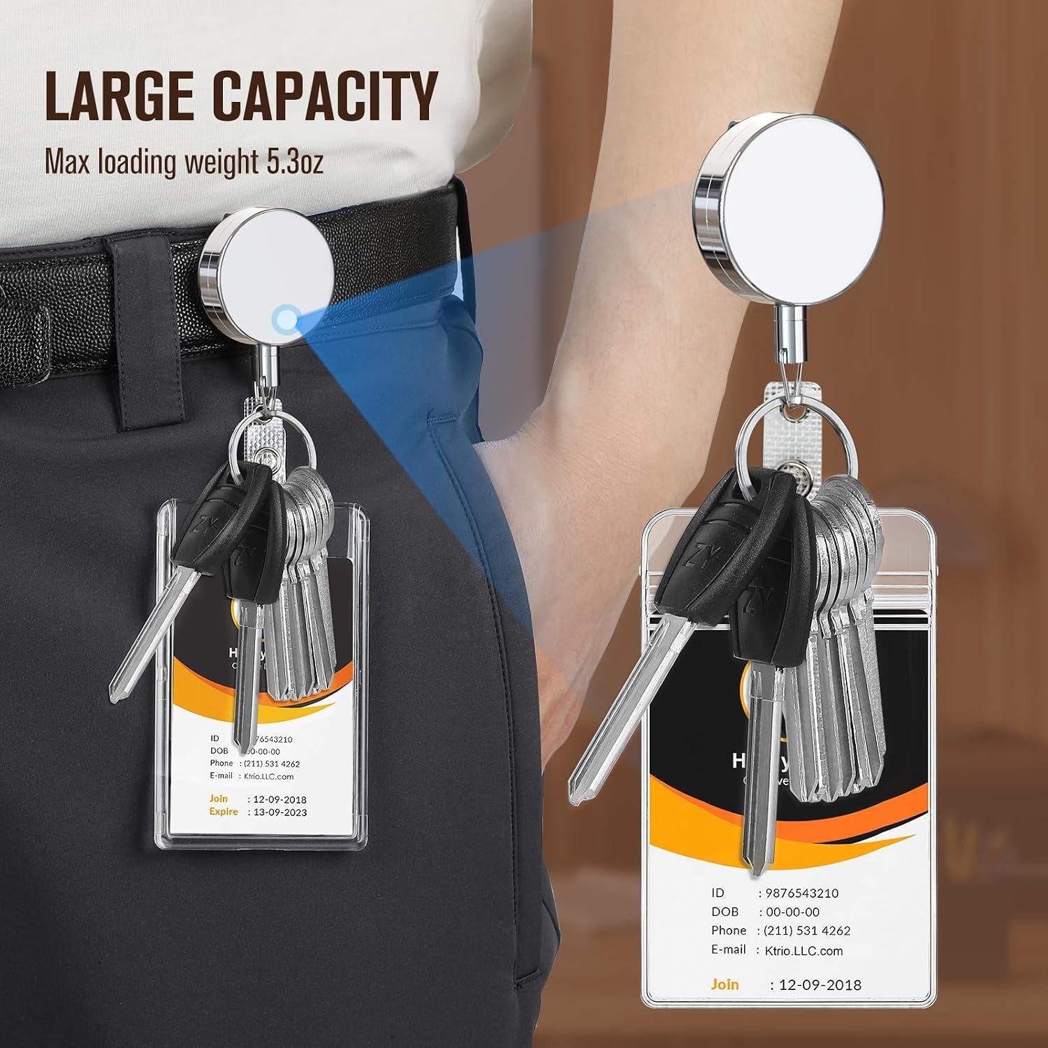image:imageKTRIO Retractable Badge Reel with Metal Clip Small 2 Pack Strong Metal Build for LongTerm Use Smooth Retractable Cord for Easy Access Secure Clip for Daily WearSilver