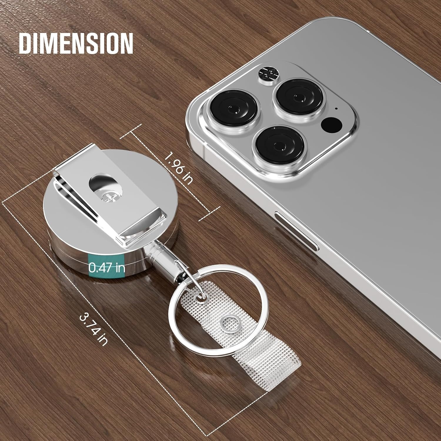 image:imageKTRIO Retractable Badge Reel with Metal Clip Small 2 Pack Strong Metal Build for LongTerm Use Smooth Retractable Cord for Easy Access Secure Clip for Daily WearSilver