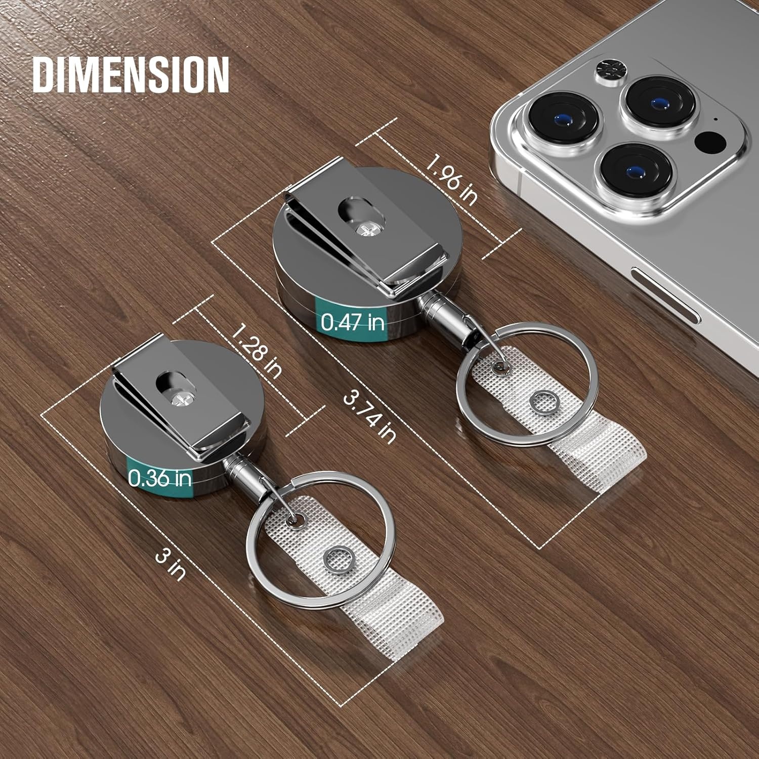 image:imageKTRIO Retractable Badge Reel with Metal Clip Small 2 Pack Strong Metal Build for LongTerm Use Smooth Retractable Cord for Easy Access Secure Clip for Daily WearBlack