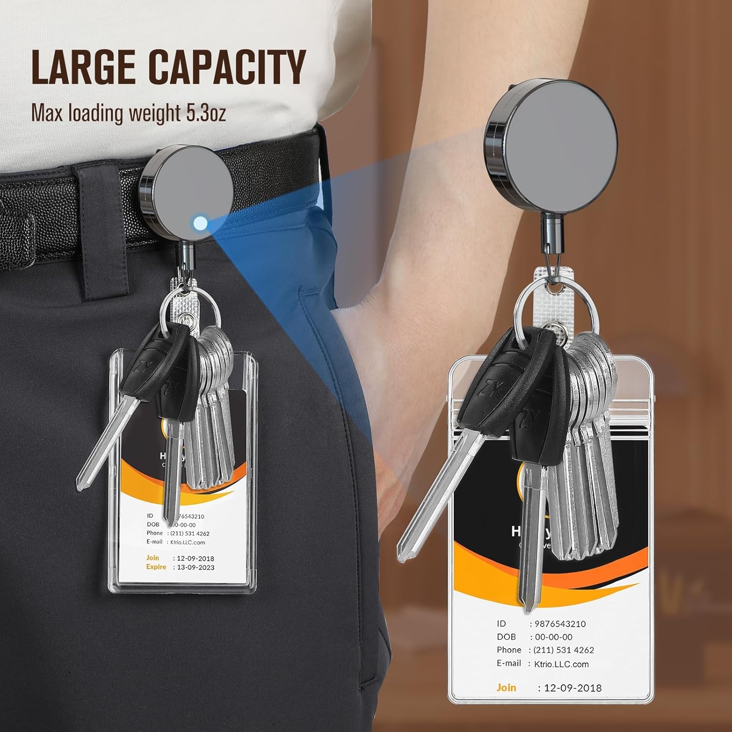 image:imageKTRIO Retractable Badge Reel with Metal Clip Small 2 Pack Strong Metal Build for LongTerm Use Smooth Retractable Cord for Easy Access Secure Clip for Daily WearBlack