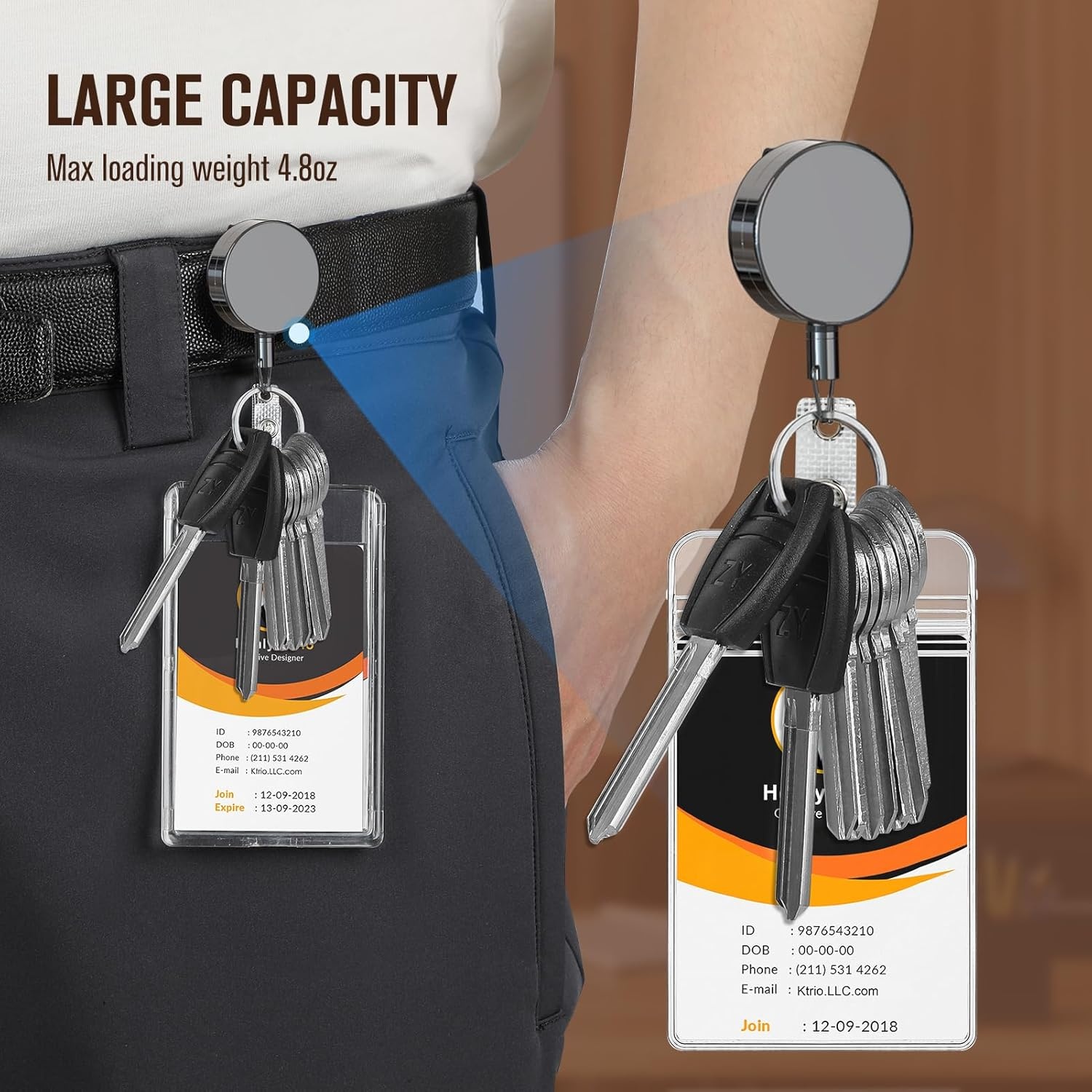 image:imageKTRIO Retractable Badge Reel with Metal Clip Small 2 Pack Strong Metal Build for LongTerm Use Smooth Retractable Cord for Easy Access Secure Clip for Daily WearBlack