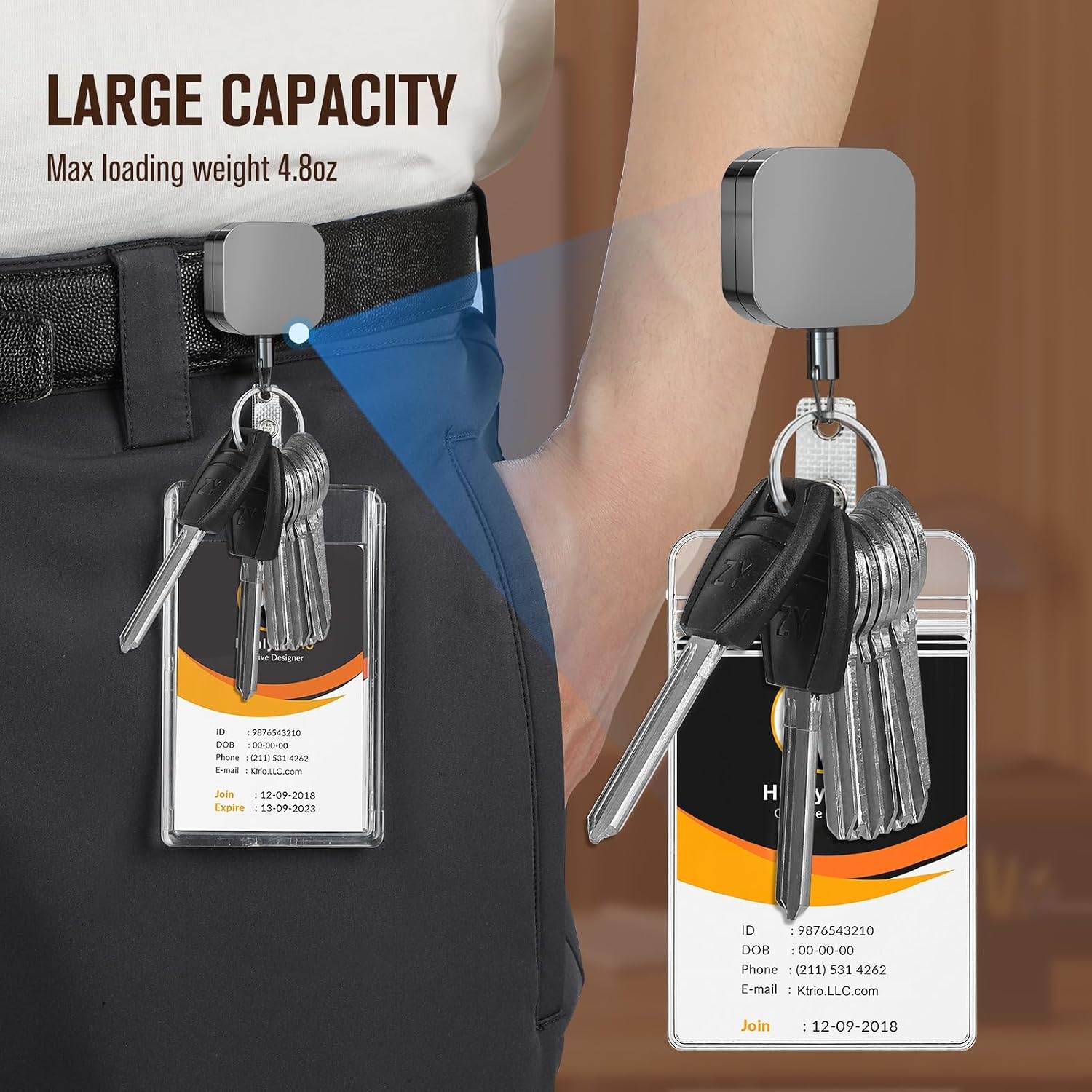 image:imageKTRIO Retractable Badge Reel with Metal Clip Small 2 Pack Strong Metal Build for LongTerm Use Smooth Retractable Cord for Easy Access Secure Clip for Daily WearBlack