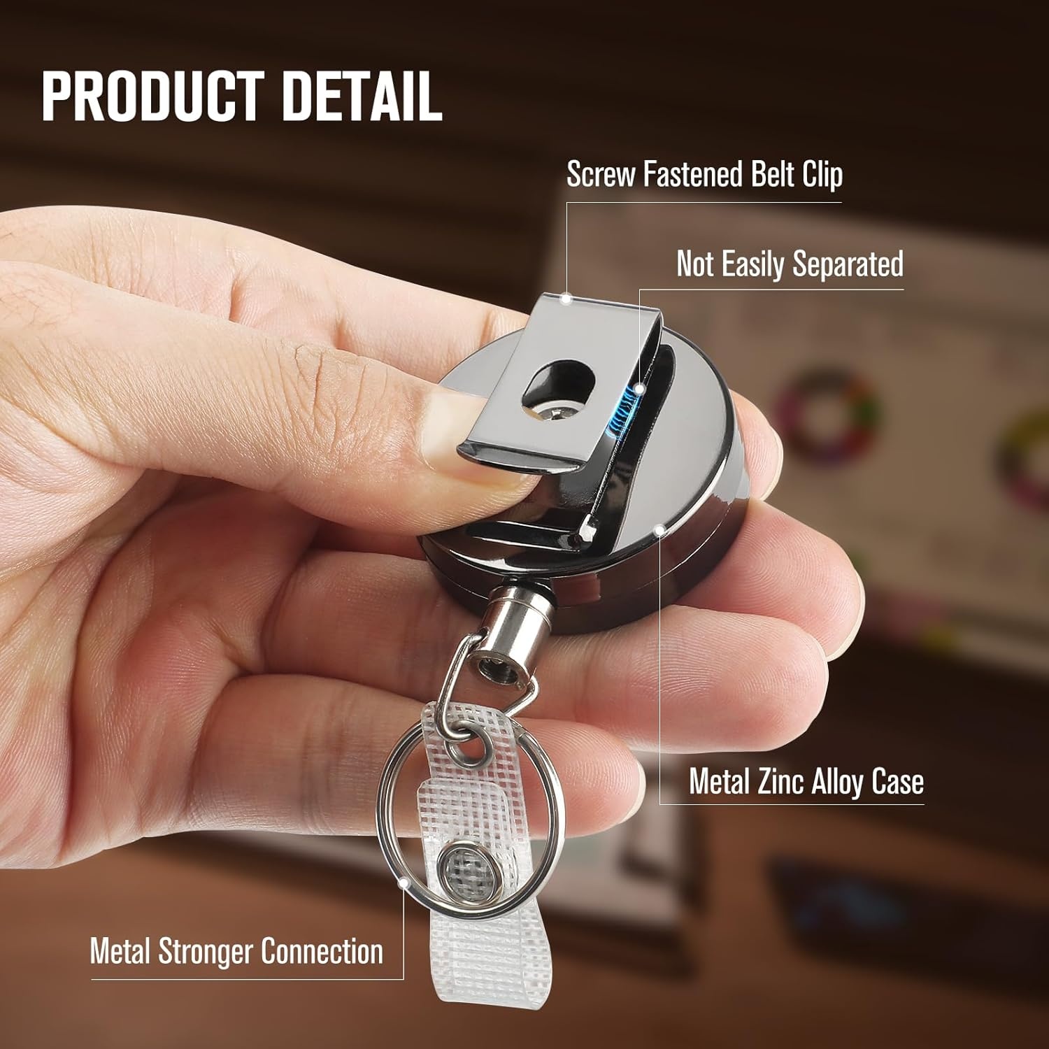 image:imageKTRIO Retractable Badge Reel with Metal Clip for Badge Holder Use 2 Pack Strong Metal Build for LongTerm Use Smooth Retractable Cord for Easy Access Secure Clip for Daily WearBlack
