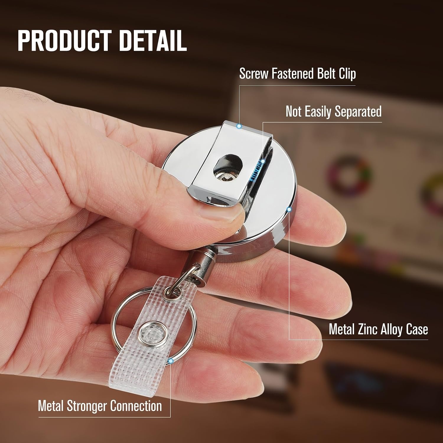 image:imageKTRIO Retractable Badge Reel with Metal Clip for Badge Holder Use 2 Pack Strong Metal Build for LongTerm Use Smooth Retractable Cord for Easy Access Secure Clip for Daily WearSilver