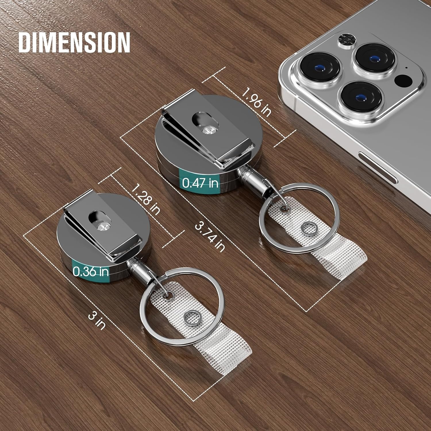 image:imageKTRIO Retractable Badge Reel with Metal Clip for Badge Holder Use 2 Pack Strong Metal Build for LongTerm Use Smooth Retractable Cord for Easy Access Secure Clip for Daily WearBlack