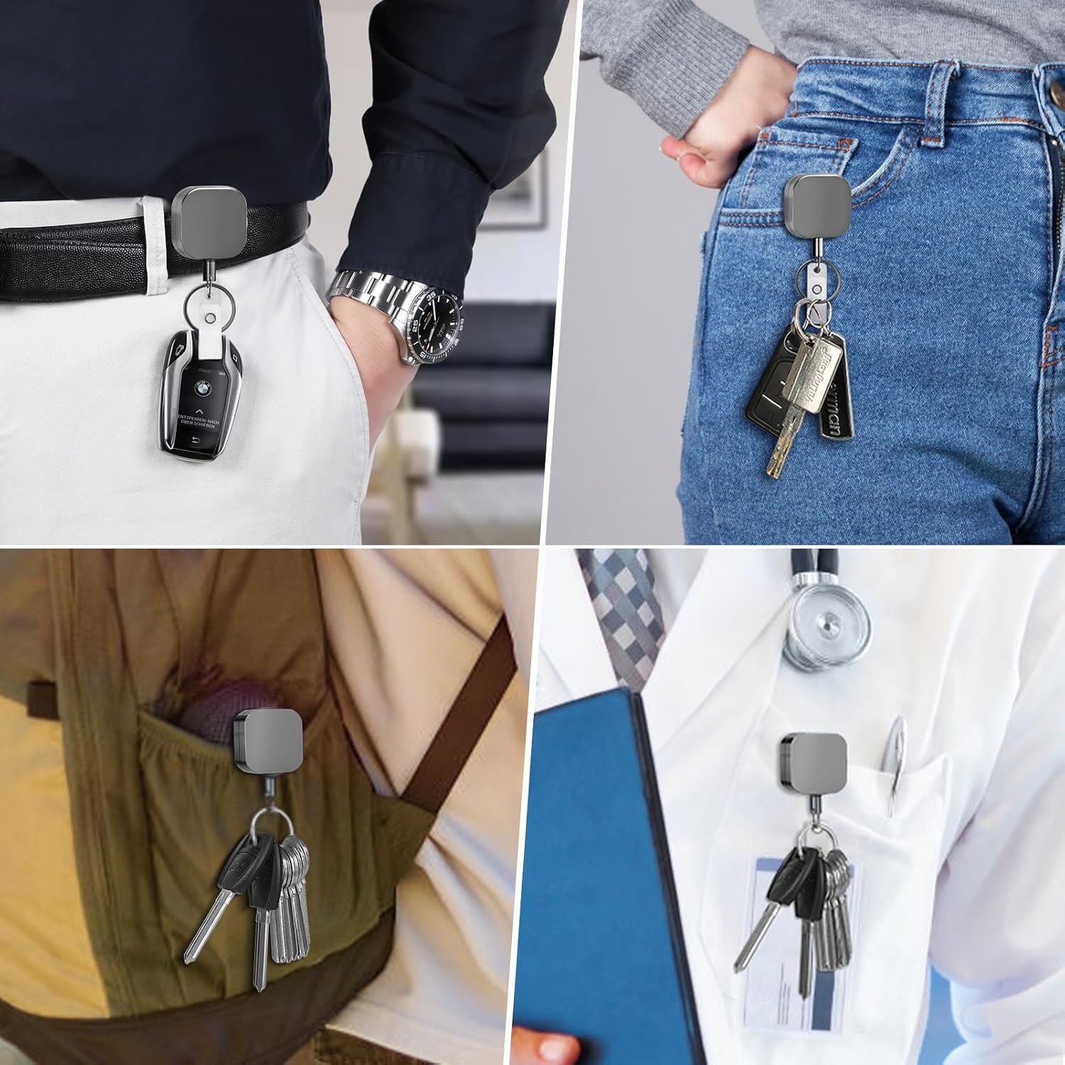 image:imageKTRIO Retractable Badge Reel with Metal Clip for Badge Holder Use 2 Pack Strong Metal Build for LongTerm Use Smooth Retractable Cord for Easy Access Secure Clip for Daily WearBlack
