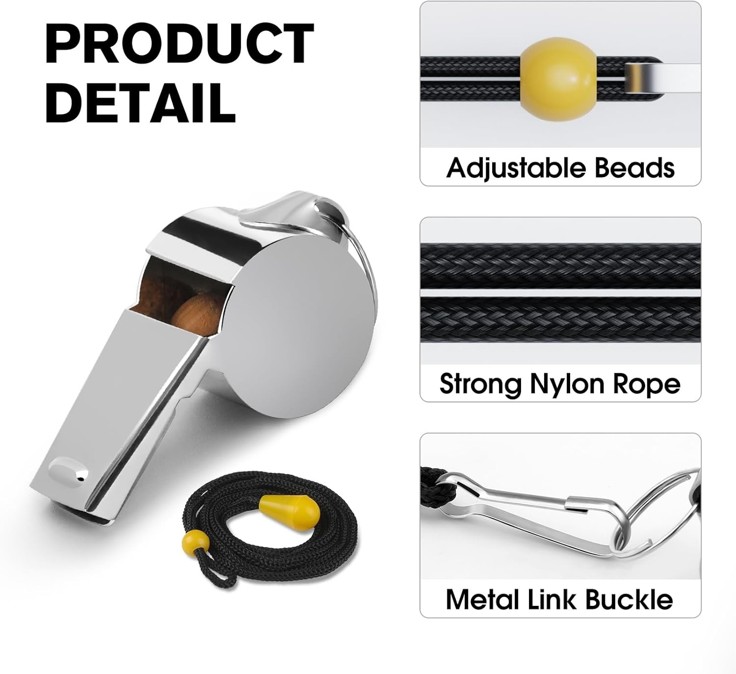 image:imageKTRIO Whistle Metal Sports Whistles with Lanyard Loud Crisp Sound Whistles for Coaches Referees Teachers Training