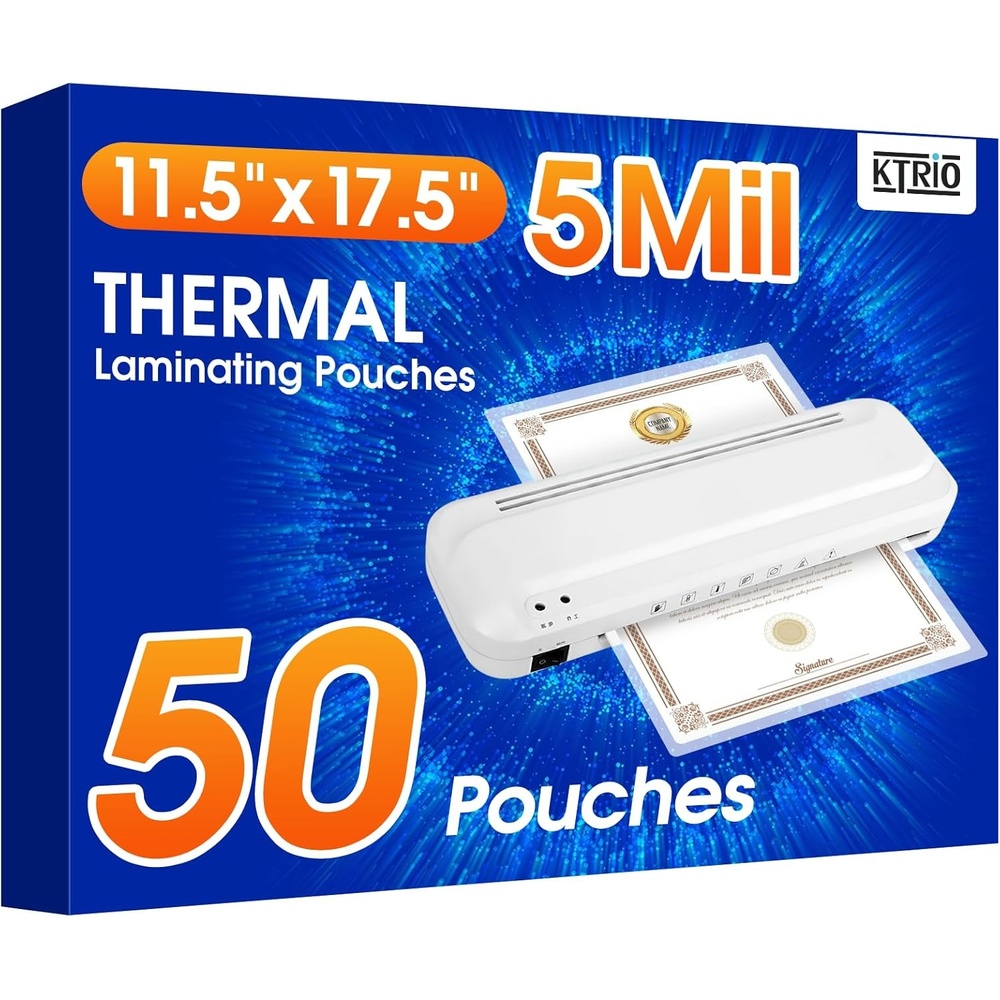 image:imageKTRIO 25 Pack Laminating Sheets 5 Mil Laminating Pouches for 11x17 Paper Actual 115 x 175 Thermal Laminate Sheets for Laminator Large Clear Lamination Paper for Documents Office School Home50 Pack