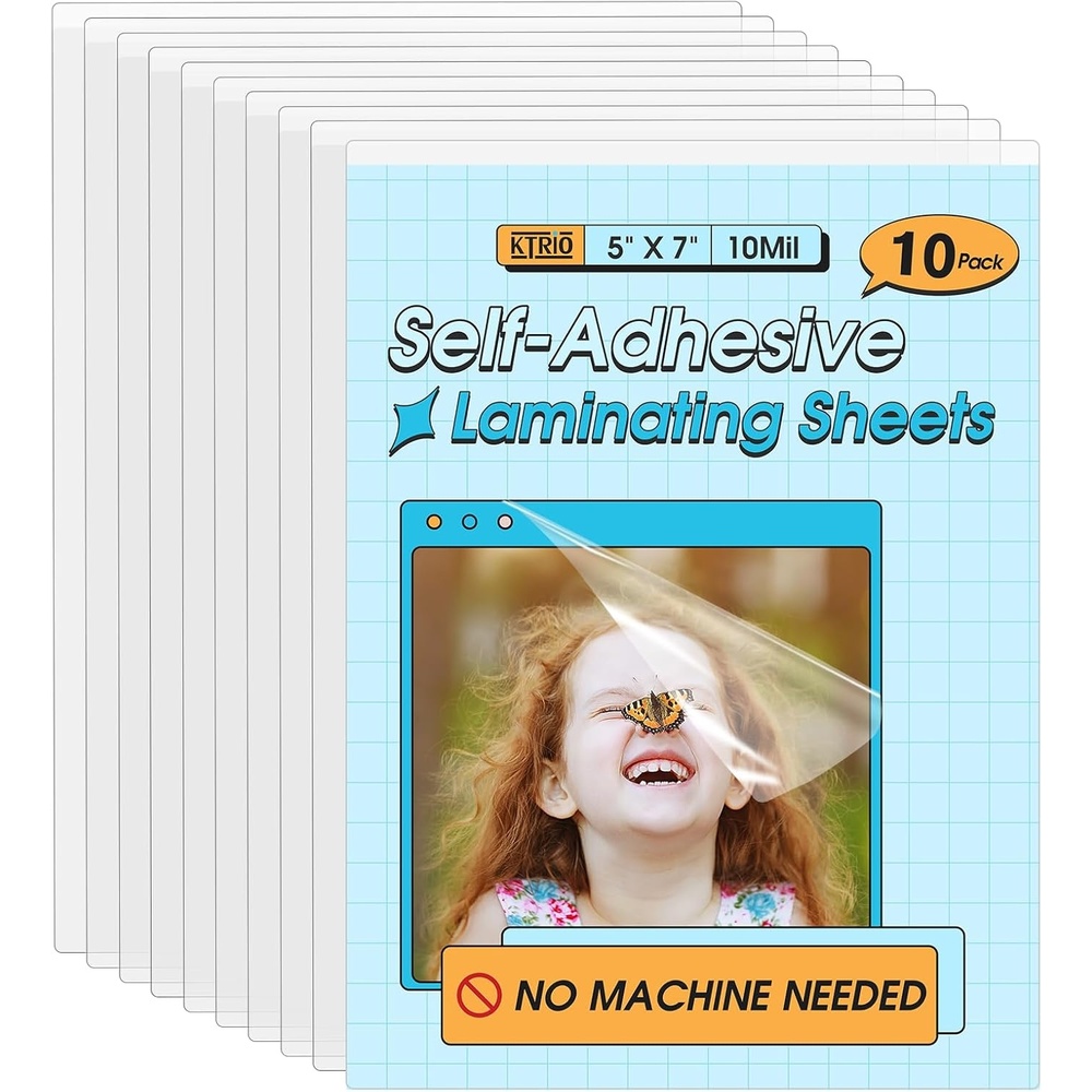 image:imageKTRIO 25 Pack Self Sealing Laminating Pouches for 4x6 Photos 10 Mil 45 x 65 Self Adhesive Laminating Sheets Thick Photo Lamination Paper Clear Laminate Sheets No Laminator Machine Needed55 x 75