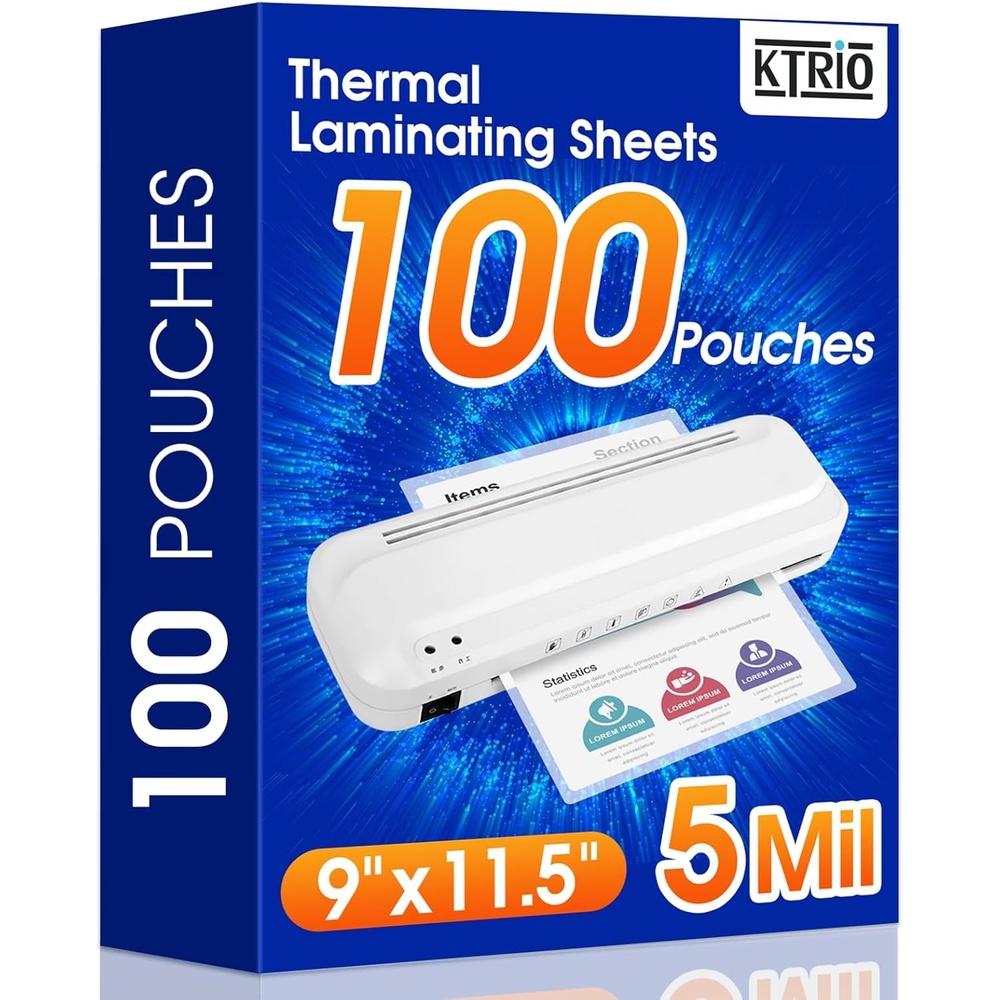 image:imageKTRIO 300 Pack Laminating Sheets 5 Mil Hold 85 x 11 inch Documents Menu Actual 9 x 115 Thermal Laminating Pouches Clear Laminate Sheets for Laminator Letter Size Lamination Paper Office SchoolLetter Size 100 Pack