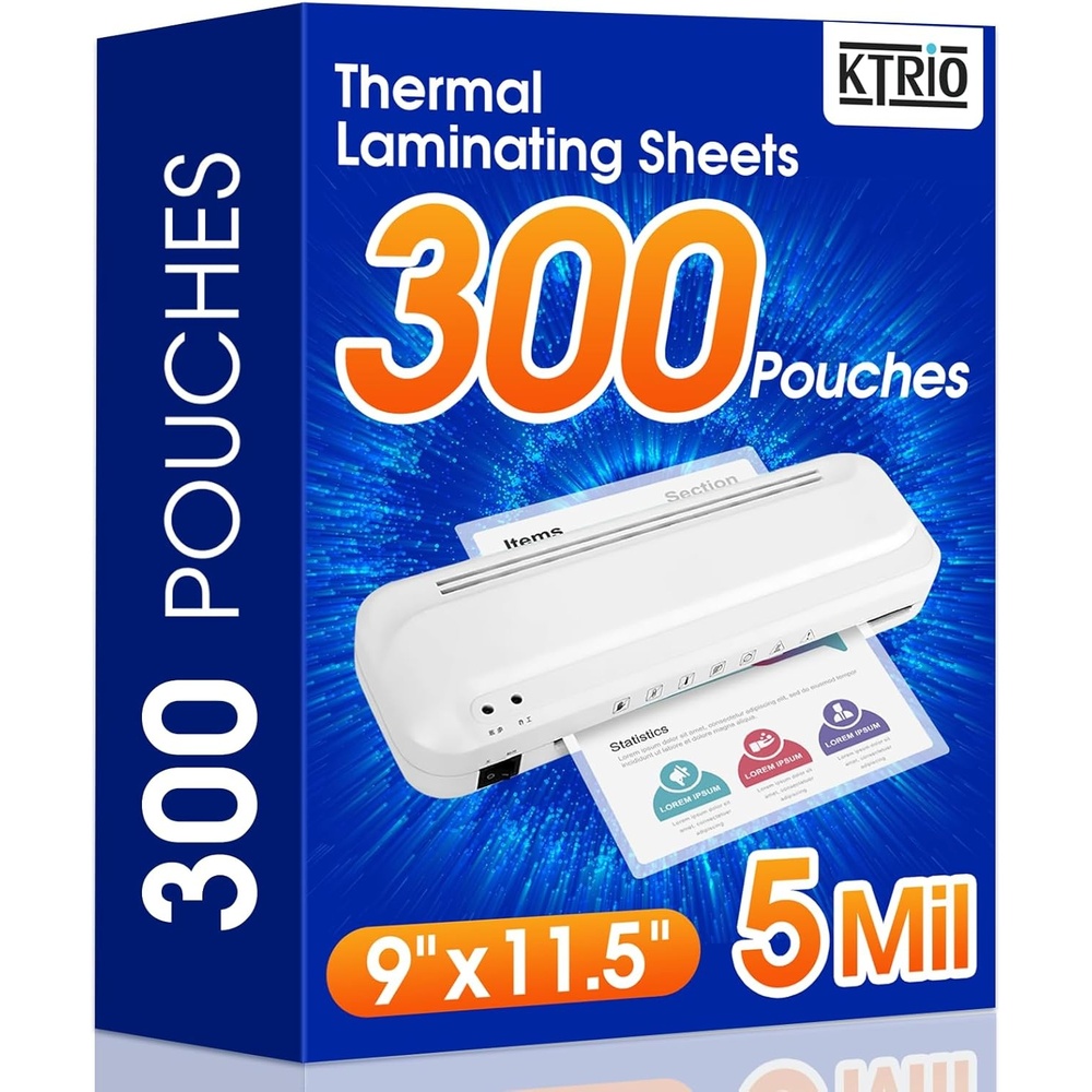 image:imageKTRIO 300 Pack Laminating Sheets 5 Mil Hold 85 x 11 inch Documents Menu Actual 9 x 115 Thermal Laminating Pouches Clear Laminate Sheets for Laminator Letter Size Lamination Paper Office SchoolLetter Size 300 Pack