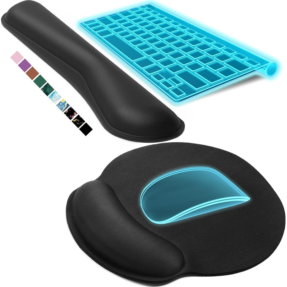 image:imageKTRIO Ergonomic Keyboard Wrist Rest Memory Foam Wrist Support Black Ergonomic Design NonSlip Base Office and Home Use Optimal Size amp Universal FitBlack