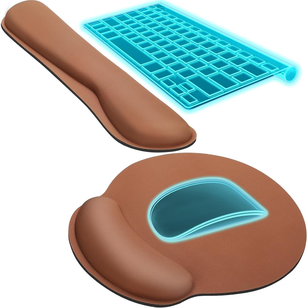 image:imageKTRIO Ergonomic Keyboard Wrist Rest Memory Foam Wrist Support Black Ergonomic Design NonSlip Base Office and Home Use Optimal Size amp Universal FitCoffee Brown
