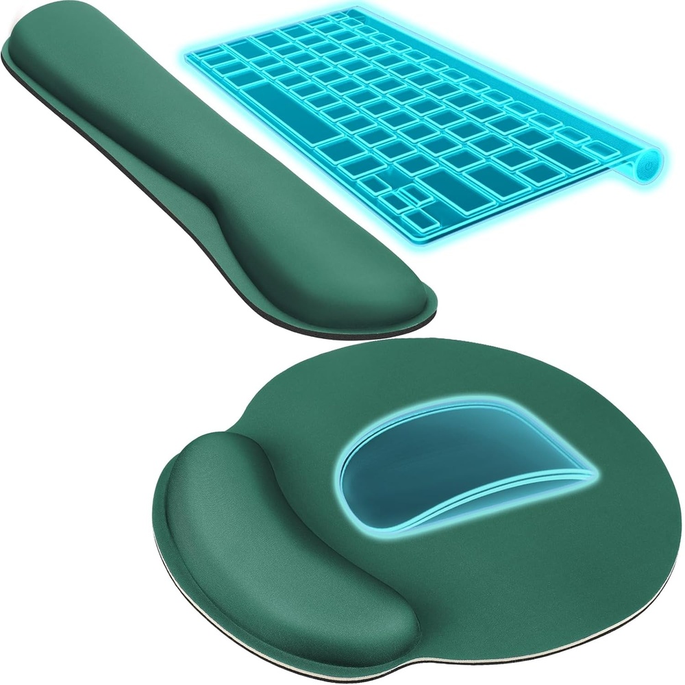image:imageKTRIO Ergonomic Keyboard Wrist Rest Memory Foam Wrist Support Black Ergonomic Design NonSlip Base Office and Home Use Optimal Size amp Universal FitForest Green