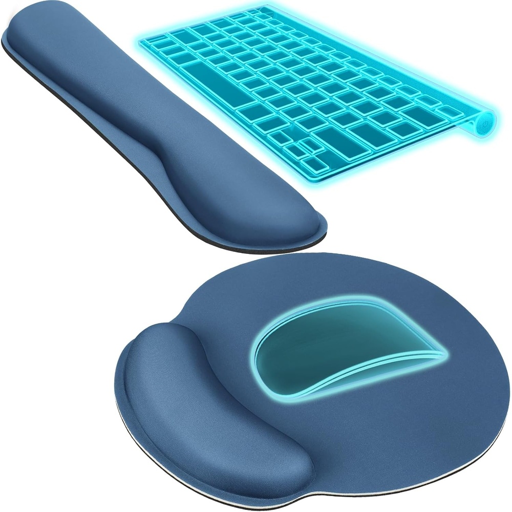 image:imageKTRIO Ergonomic Keyboard Wrist Rest Memory Foam Wrist Support Black Ergonomic Design NonSlip Base Office and Home Use Optimal Size amp Universal FitNavy Blue