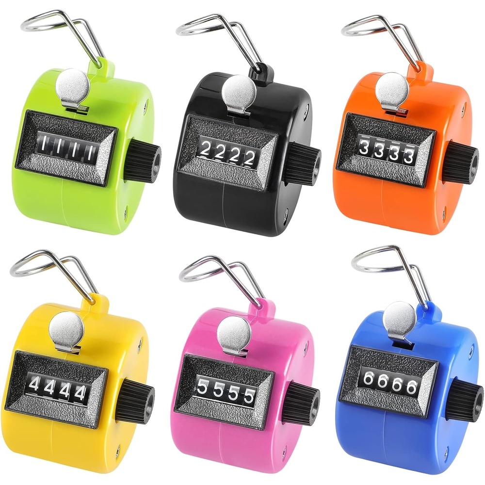 image:imageKTRIO Handheld Tally Counter 4Digit Mechanical Clicker BatteryFree Counting 4Digit Display Lightweight ABS Case Finger Ring MultiUse CounterAssorted Color