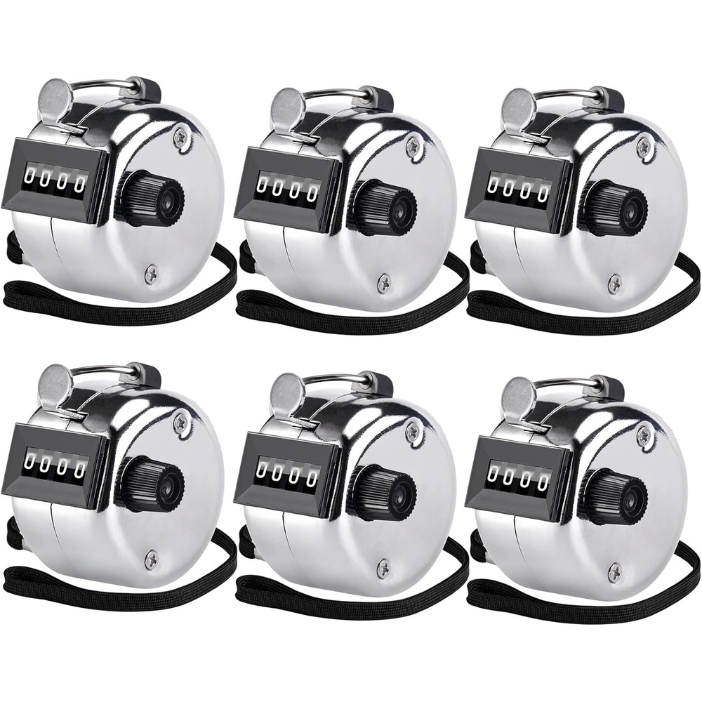 image:imageKTRIO Handheld Tally Counter 4Digit Mechanical Clicker BatteryFree Counting 4Digit Display Lightweight ABS Case Finger Ring MultiUse CounterMetallic Color