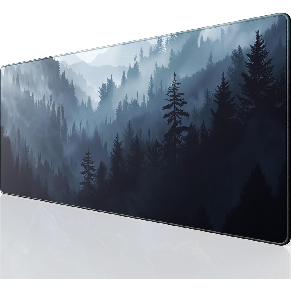image:imageKTRIO Large Gaming Mouse Pad Desk Mat for Gamer 315 x 157 Black XXL Extended Size Design Superior MicroWeave Cloth NonSlip Rubber Base Durable Stitched Edges WaterResistant CoatingCloud Forest