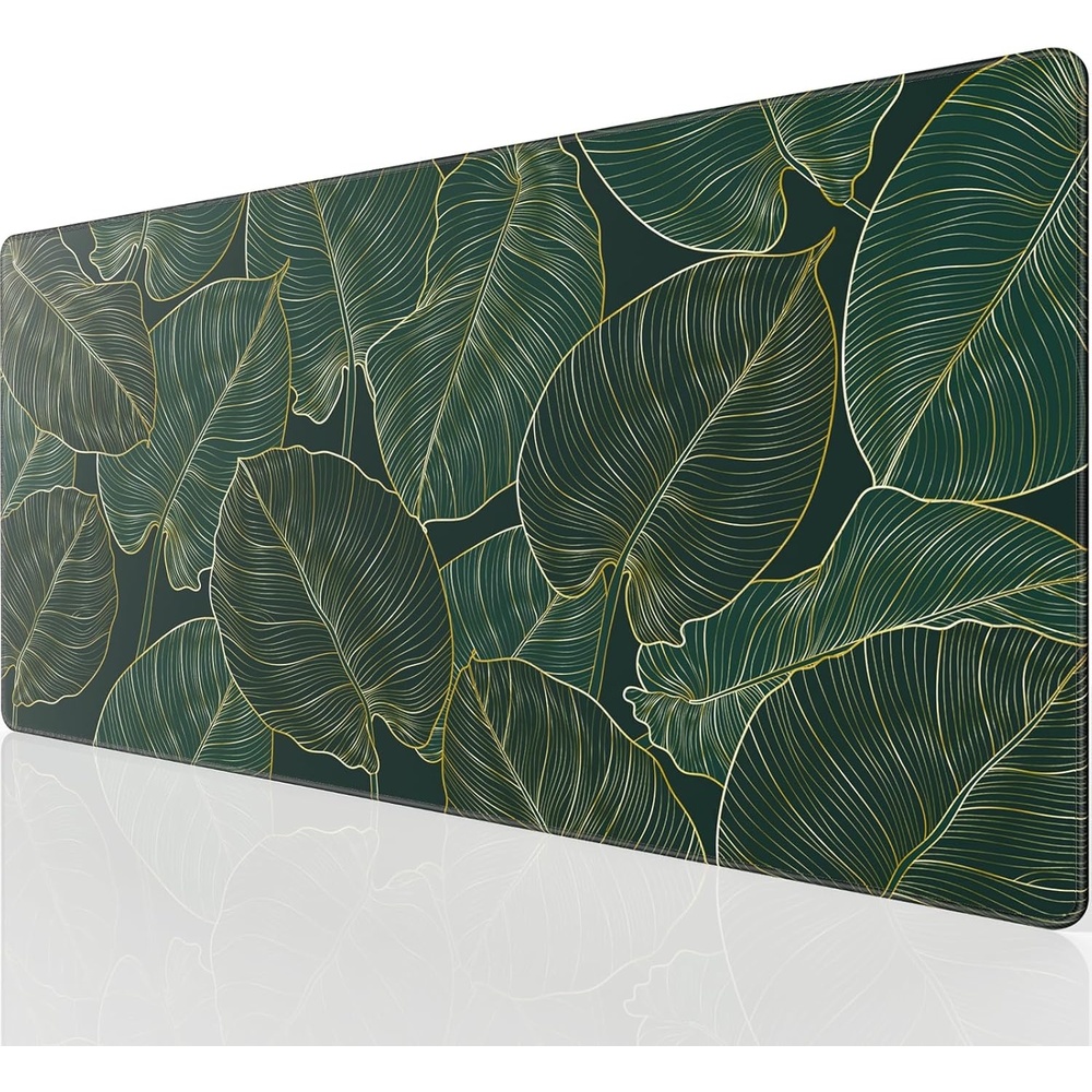 image:imageKTRIO Large Gaming Mouse Pad Desk Mat for Gamer 315 x 157 Black XXL Extended Size Design Superior MicroWeave Cloth NonSlip Rubber Base Durable Stitched Edges WaterResistant CoatingGolden Leaves