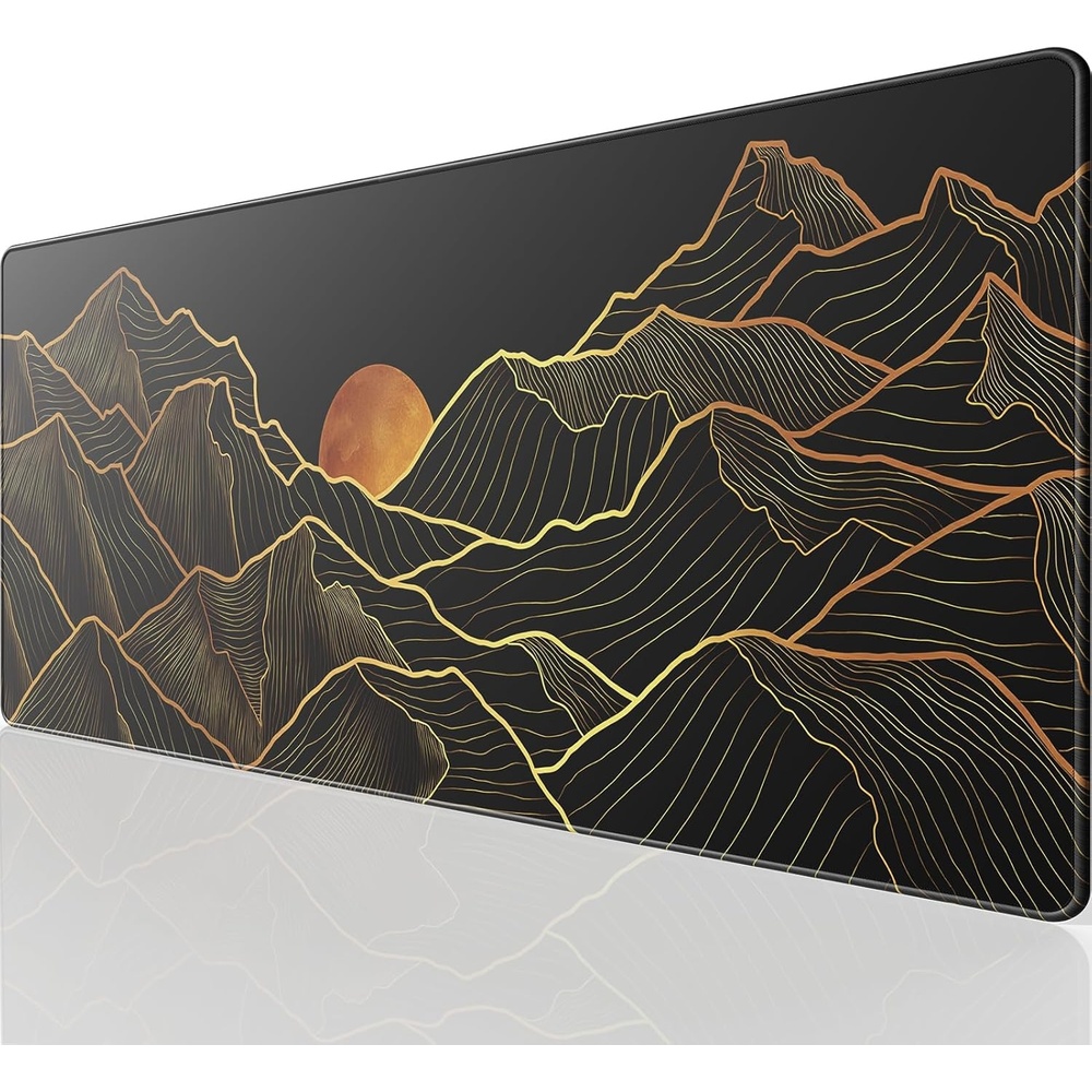 image:imageKTRIO Large Gaming Mouse Pad Desk Mat for Gamer 315 x 157 Black XXL Extended Size Design Superior MicroWeave Cloth NonSlip Rubber Base Durable Stitched Edges WaterResistant CoatingBright Rise