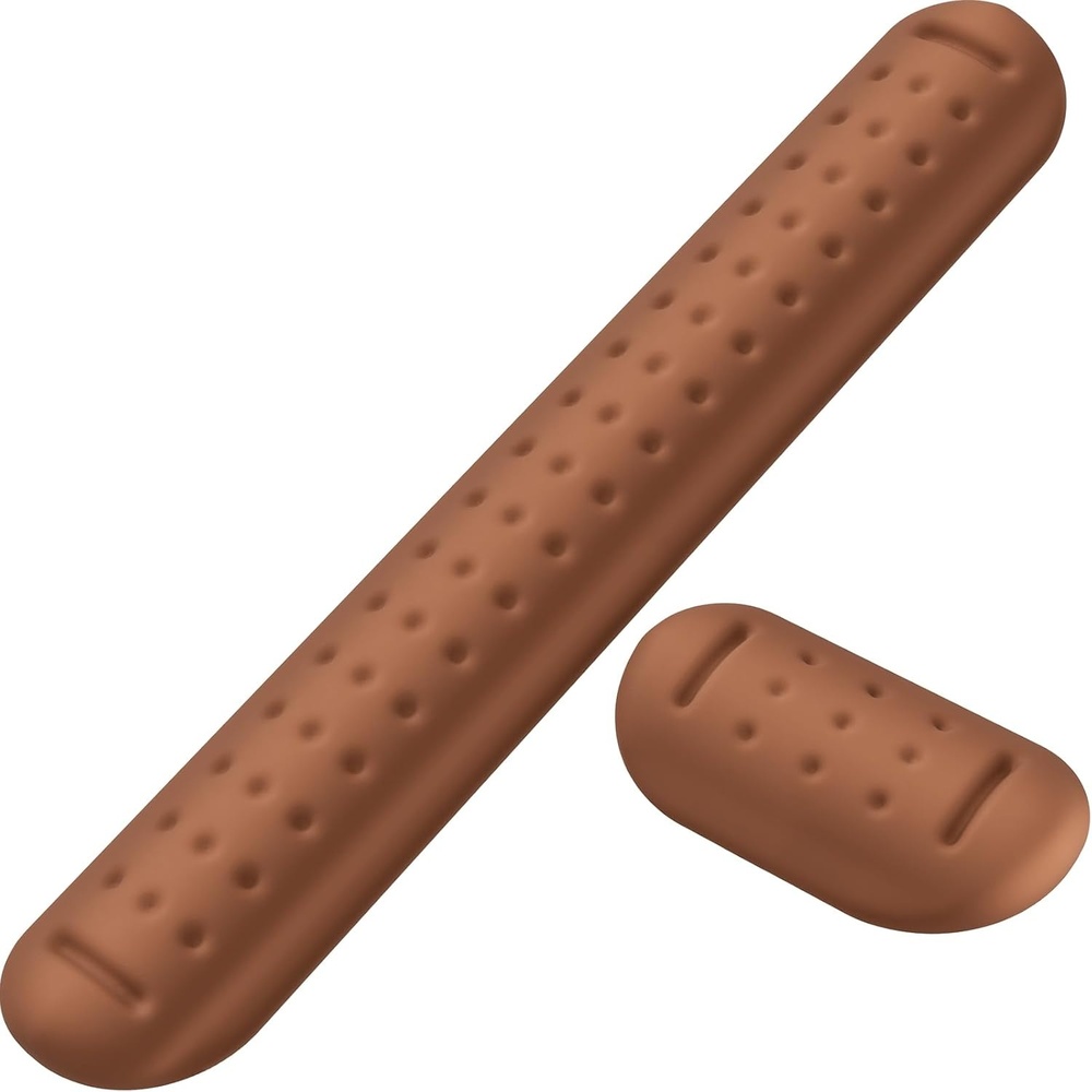 image:imageKTRIO Memory Foam Keyboard Wrist Rest Set Ergonomic Keyboard Mouse Wrist Support for Typing Pain Relief Stain Resistant 2 Pcs Pad Brown