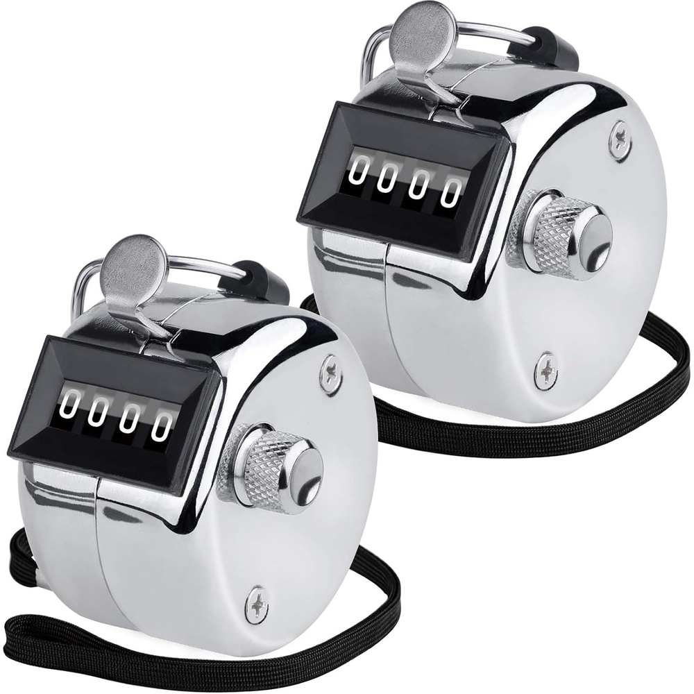 image:imageKTRIO Metal Handheld Tally Counter 4Digit Mechanical Clicker BatteryFree Counter 4Digit Display Durable Metal Casing Portable Finger Ring MultiUse Clicker2 Pack