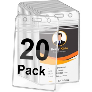 image:imageKTRIO 20 Pack ID Badge Holder  Vertical Clear Badge Holder with Waterproof Resealable Zip for ID Cards Proximity Cards RFID Credit Cards