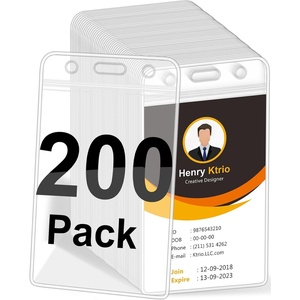 image:imageKTRIO 50 Pack Clear Vertical ID Badge Holder with Resealable Zip  Fits Standard Cards Durable PVC Material Clear Visibility Easy Daily Use200