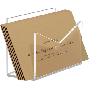 image:imageKTRIO Acrylic Mail Holder Clear Mail Organizer Countertop  Letter Envelope Holder for Desk Mail Sorter Letter Stand for Home Office School1 Section
