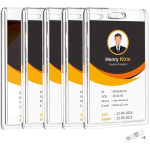 image:imageKTRIO Clear Acrylic ID Badge Holder Thumb Slot Holds 2 Cards 5 Pack  Clear View Design Smooth Edges Durable Acrylic Build Easy Thumb Access Lightweight for Daily Use5 Pack