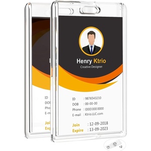 image:imageKTRIO Clear Acrylic ID Badge Holder Thumb Slot Holds 2 Cards 5 Pack  Clear View Design Smooth Edges Durable Acrylic Build Easy Thumb Access Lightweight for Daily Use2 Pack