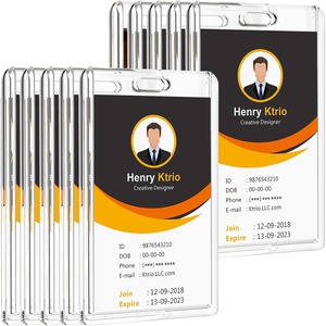 image:imageKTRIO Clear Acrylic ID Badge Holder Thumb Slot Holds 2 Cards 5 Pack  Clear View Design Smooth Edges Durable Acrylic Build Easy Thumb Access Lightweight for Daily Use10 Pack