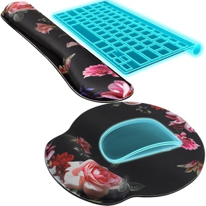 image:imageKTRIO Ergonomic Keyboard Wrist Rest Memory Foam Wrist Support Black  Ergonomic Design NonSlip Base Office and Home Use Optimal Size amp Universal FitPeony Flower