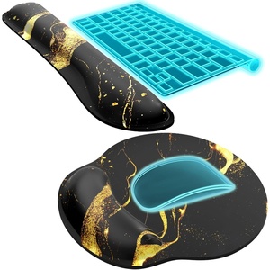 image:imageKTRIO Ergonomic Keyboard Wrist Rest and Mouse Pad with Wrist Rest Set Memory Foam Wrist Support for Typing Gaming Office and Home Use Black Gold